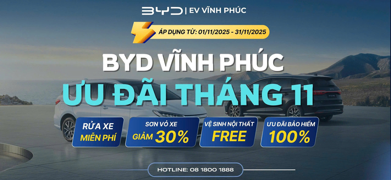 BYD Vĩnh Phúc tung ưu đãi dịch vụ cực hot tháng 11 – Bảo dưỡng tiết kiệm, an tâm vận hành!