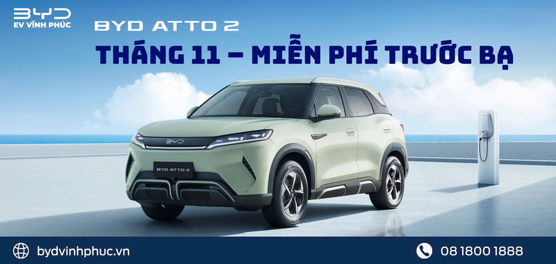 BYD Atto 2 Tháng 11 – Miễn Phí Trước Bạ, Xe Điện Trẻ Trung, Hiện Đại Cho Giới Trẻ