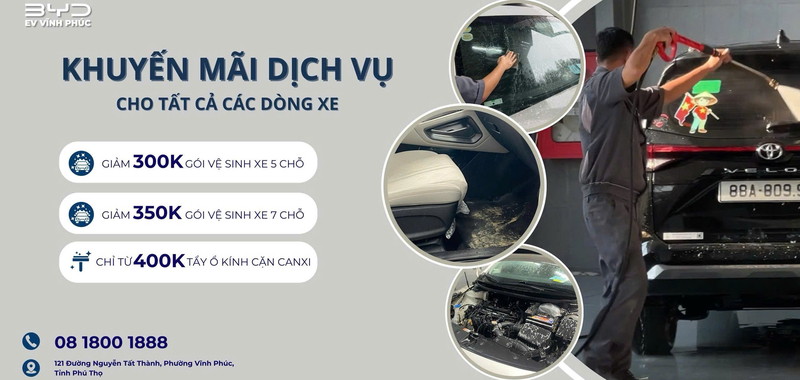 Ưu đãi dịch vụ tháng 12 tại BYD Vĩnh Phúc – Dành cho toàn bộ xe, không giới hạn hãng