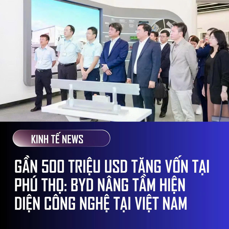 BYD Tăng Vốn Gần 500 Triệu USD Tại Phú Thọ: Khẳng Định Cam Kết Đầu Tư Dài Hạn Tại Việt Nam 
