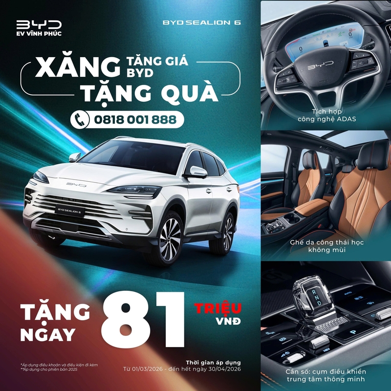BYD Sealion 6 2026 – SUV Tiết Kiệm Nhiên Liệu Trong Thời Kỳ Xăng Leo Thang